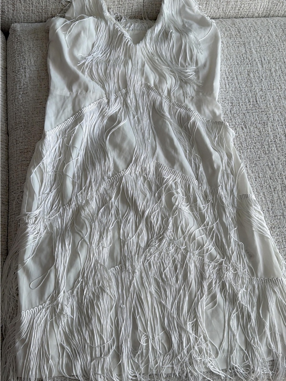White Fringe Tank Dress - Brand Not Specified